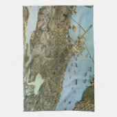 Antiek Kaart Aerial Uitzicht City of Seattle Washi Theedoek (Verticaal)