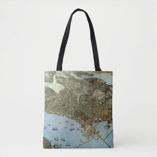Antiek Kaart Aerial Uitzicht City of Seattle Washi Tote Bag (Voorkant)