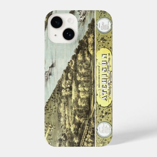 Antiek kaart Atchison River Kansas 1869 iPhone Hoesje (Achterkant)