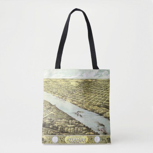 Antiek kaart Atchison River Kansas 1869 Tote Bag (Voorkant)