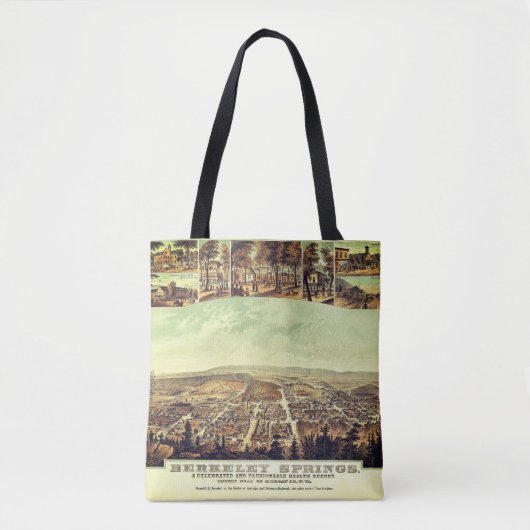 Antiek  kaart Berkeley Springs W.Va. 1889 Tote Bag (Voorkant)