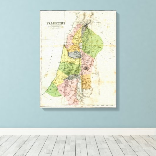 Antiek kaart - Biblical Palestine Canvas Afdruk (Insitu (Houten vloer))