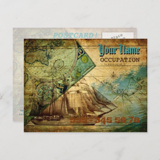 Antiek kaart - Briefkaart (Voorkant / Achterkant)