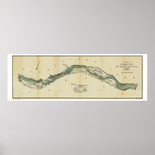 Antiek kaart Columbia River Washington Poster