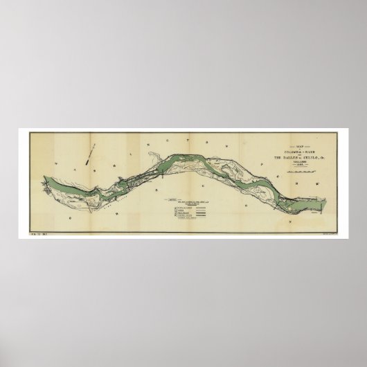 Antiek kaart Columbia River Washington Poster (Voorkant)