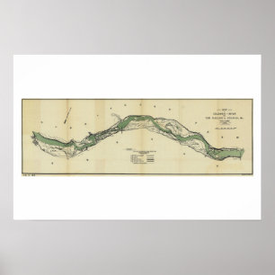 Antiek kaart Columbia River Washington Poster