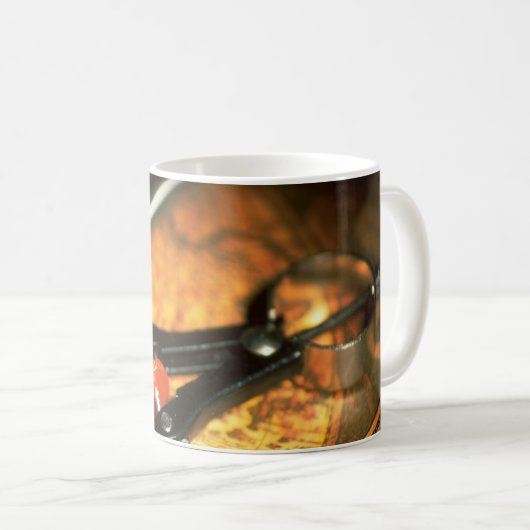 Antiek kaart en kompas koffiemok (Voorkant rechts)