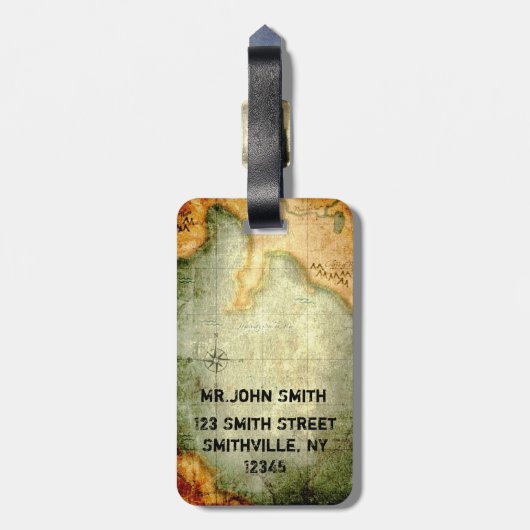 Antiek kaart en verzending bagagelabel (Achterkant verticaal)