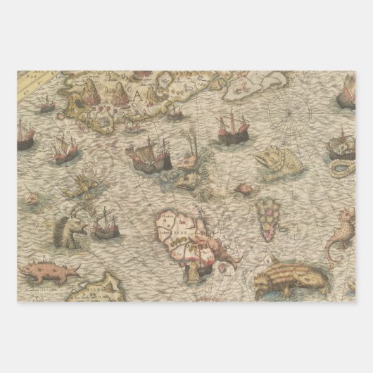 Antiek kaart en Zee creaties Inpakpapier Vel (Voorkant 2)