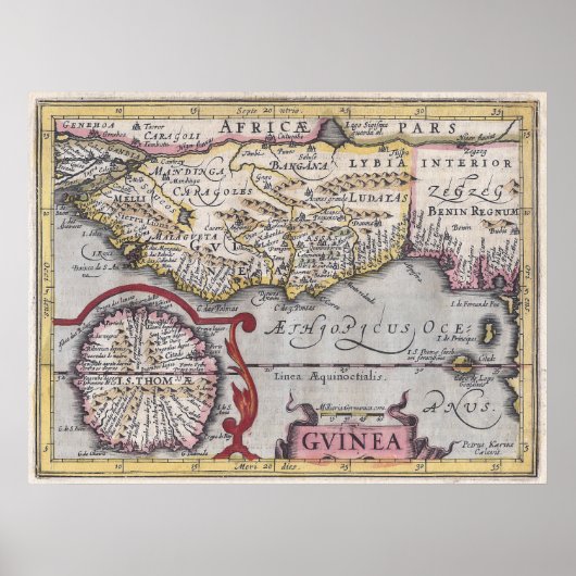 Antiek kaart, Guinee - Afrikaanse kust, verslag-Ka Poster (Voorkant)