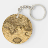 Antiek kaart in Sepia Colors Sleutelhanger (Achterkant)