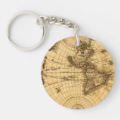 Antiek kaart in Sepia Colors Sleutelhanger (Voorkant)