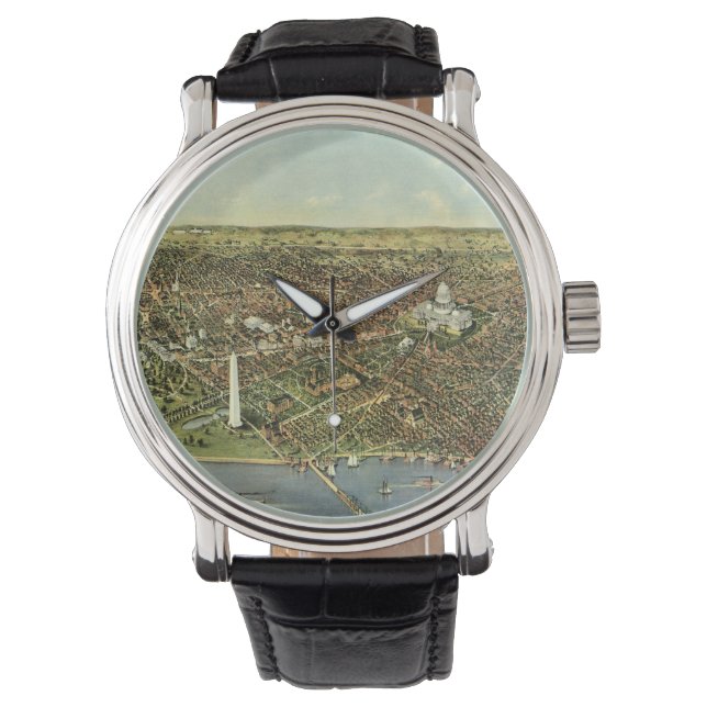 Antiek kaart met een panoramisch Uitzicht van Wash Horloge (Voorkant)