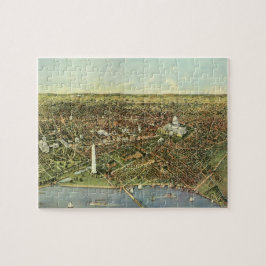 Antiek kaart met een panoramisch Uitzicht van Wash Legpuzzel