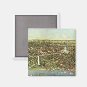 Antiek kaart met een panoramisch Uitzicht van Wash Magneet (Voorkant / Achterkant)