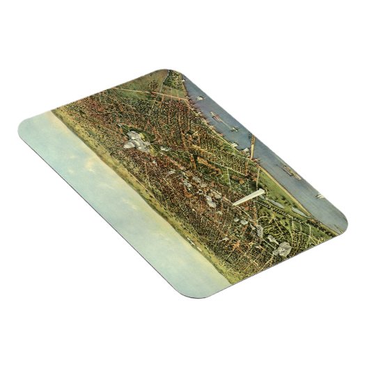 Antiek kaart met een panoramisch Uitzicht van Wash Magneet (Rechterzijde)