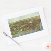 Antiek kaart met een panoramisch Uitzicht van Wash Rechthoekige Sticker (Envelop)