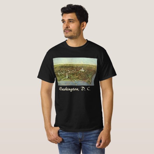 Antiek kaart met een panoramisch Uitzicht van Wash T-shirt (Voorkant volledig)