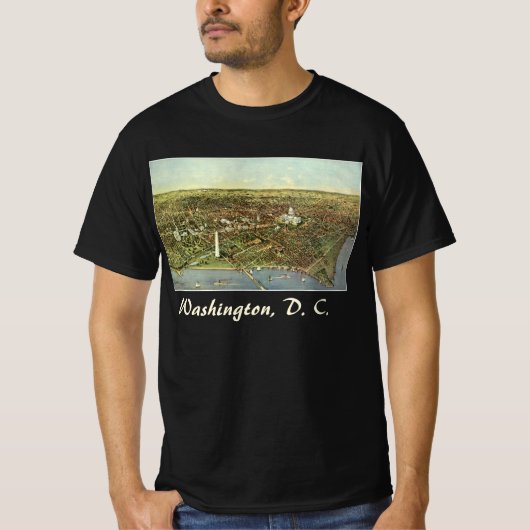 Antiek kaart met een panoramisch Uitzicht van Wash T-shirt (Voorkant)