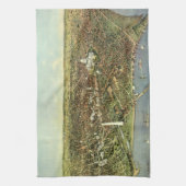 Antiek kaart met een panoramisch Uitzicht van Wash Theedoek (Verticaal)