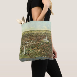 Antiek kaart met een panoramisch Uitzicht van Wash Tote Bag