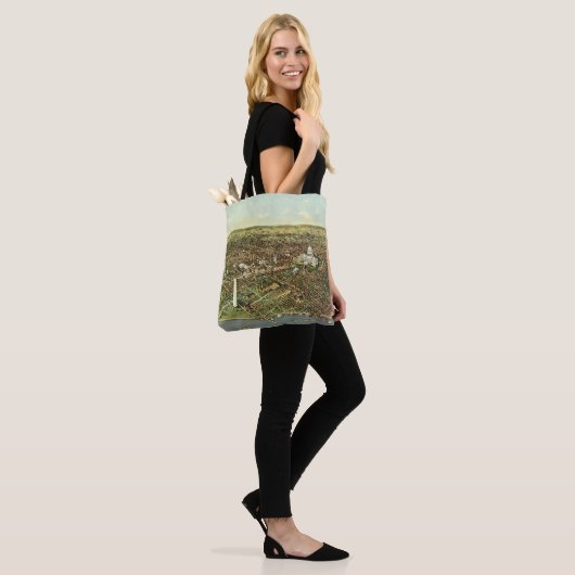 Antiek kaart met een panoramisch Uitzicht van Wash Tote Bag (Op model)