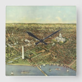 Antiek kaart met een panoramisch Uitzicht van Wash Vierkante Klok (Voorkant)