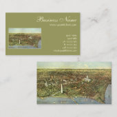 Antiek kaart met een panoramisch Uitzicht van Wash Visitekaartje (Voorkant / Achterkant)