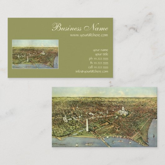 Antiek kaart met een panoramisch Uitzicht van Wash Visitekaartje (Voorkant / Achterkant)