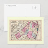 Antiek kaart, Monmouth County, NJ 1872  Briefkaart (Voorkant / Achterkant)