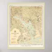 Antiek kaart Nautical Chart of Glacier Bay Alaska Poster (Voorkant)