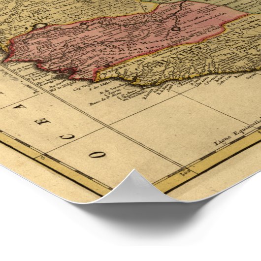 Antiek kaart Noord-Afrika 1742 Poster (Hoek)