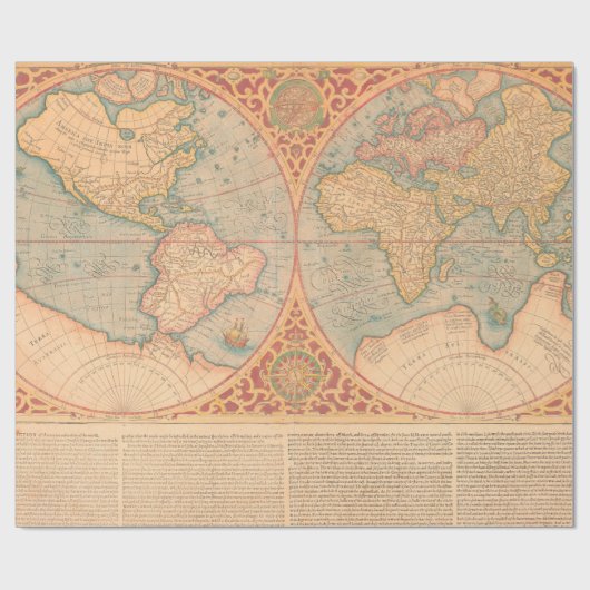 Antiek kaart - Orbis Terrae Compendiosa Descritio Cadeaupapier (Vlak)