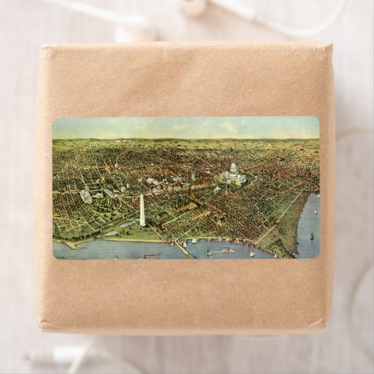 Antiek kaart, Panoramisch Uitzicht van Washington Etiket (Insitu)
