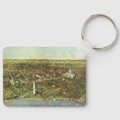 Antiek kaart, Panoramisch Uitzicht van Washington  Sleutelhanger (Voorkant)