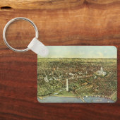 Antiek kaart, Panoramisch Uitzicht van Washington  Sleutelhanger (Achterkant)