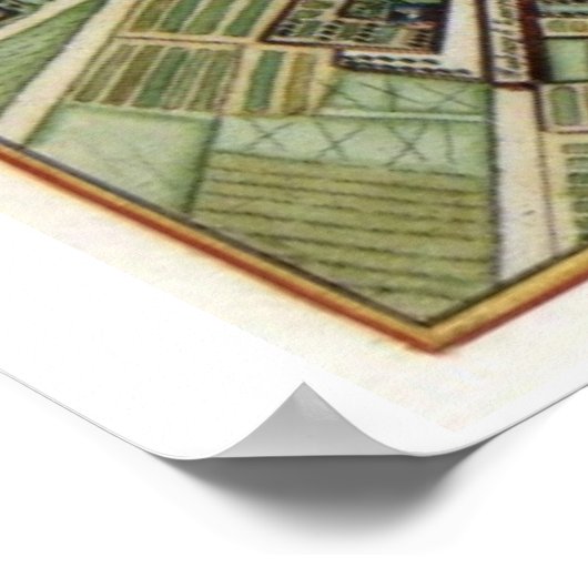 Antiek KAART PARIS  oud Poster (Hoek)