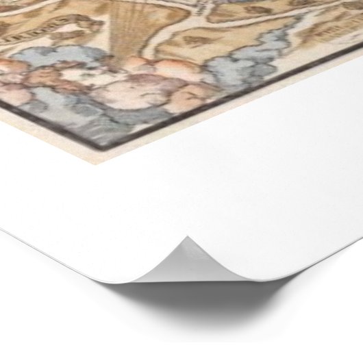 Antiek KAART PARIS  oud Poster (Hoek)