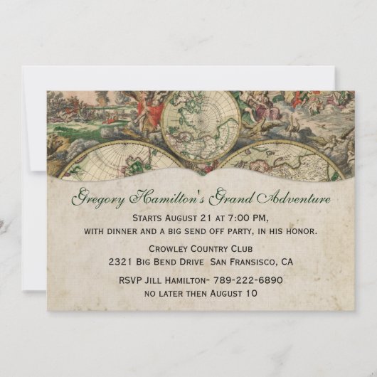 Antiek kaart Party Invitation (Voorkant)