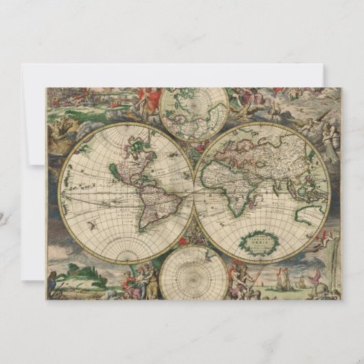 Antiek kaart Party Invitation (Achterkant)