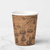 Antiek kaart Pirate verjaardagsfeestje Papieren Bekers (Links)