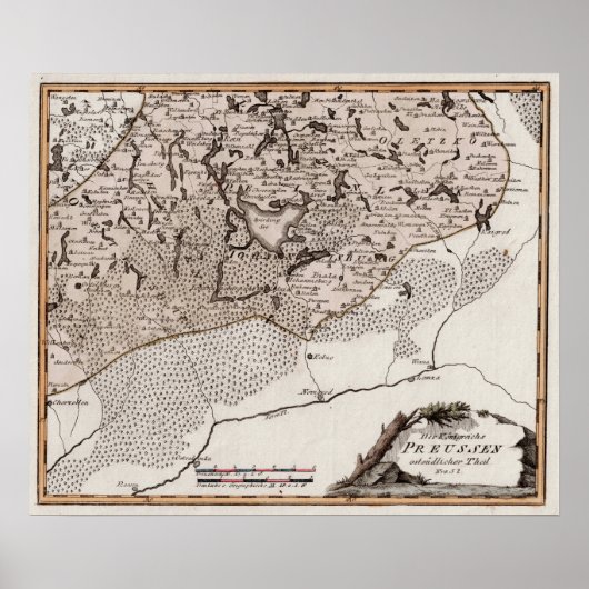 Antiek kaart Pruisen / Polen Masuria Meer Sniardwy Poster (Voorkant)