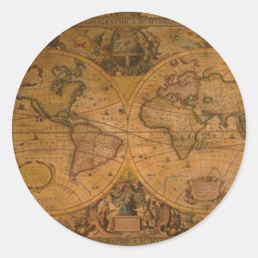 ANTIEK KAART RONDE STICKER (Voorkant)