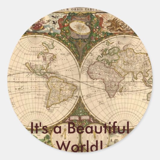 ANTIEK KAART RONDE STICKER (Voorkant)