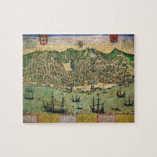 Antiek kaart, stadsplan van Lissabon, Portugal, 15 Legpuzzel (Horizontaal)