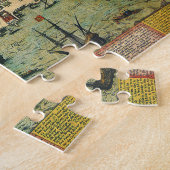 Antiek kaart, stadsplan van Lissabon, Portugal, 15 Legpuzzel (Zijkant)