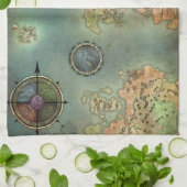 Antiek kaart theedoek (Gevouwen)