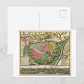 Antiek kaart uit 1730 van Gdansk, Polen, (Voorkant / Achterkant)