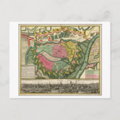 Antiek kaart uit 1730 van Gdansk, Polen, (Voorkant)