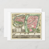 Antiek kaart uit 1730 van Praag, Tsjechië, (Voorkant / Achterkant)